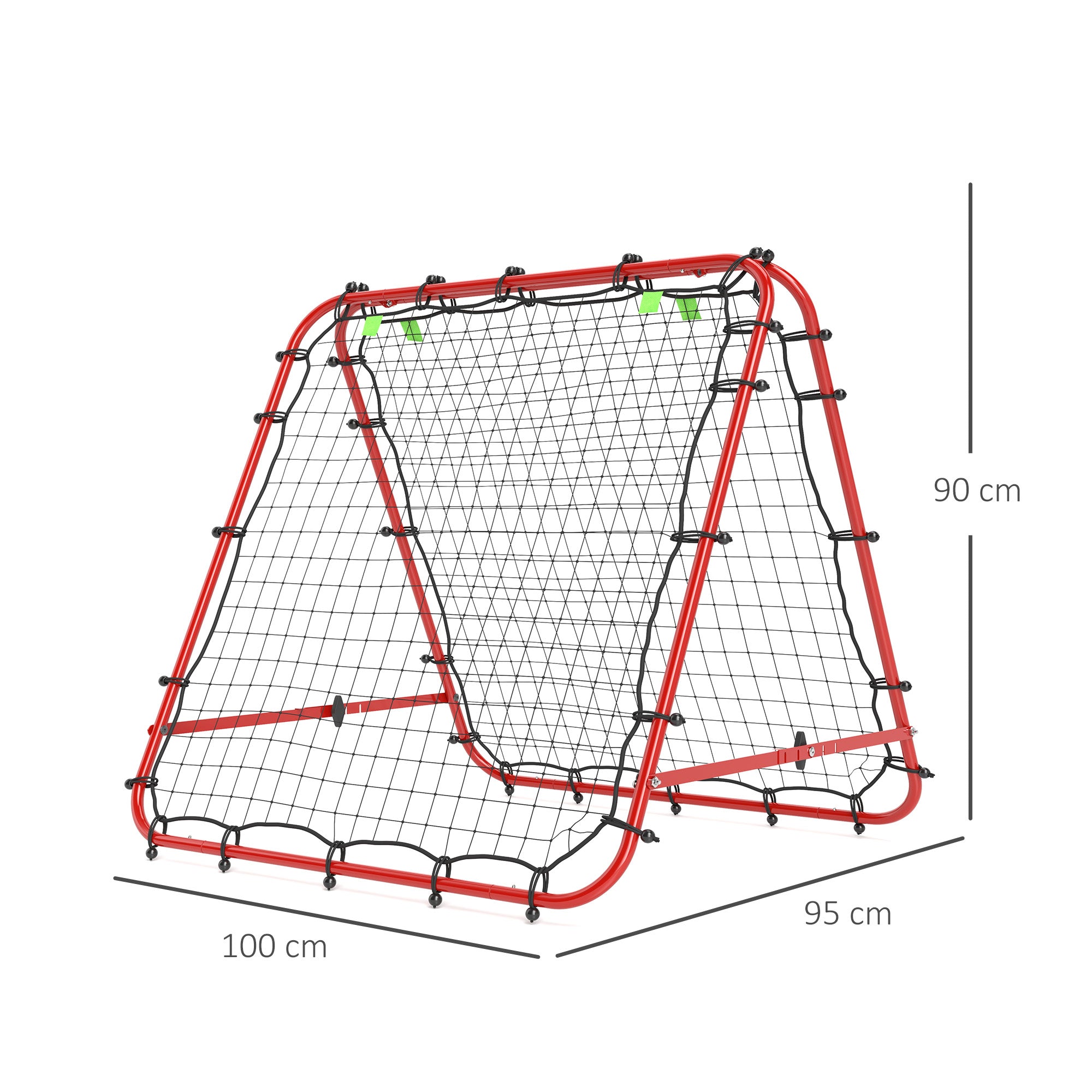 Double Sided Football Rebounder Net, Football Rebound Goal with 5 Adjustable Angles, Red