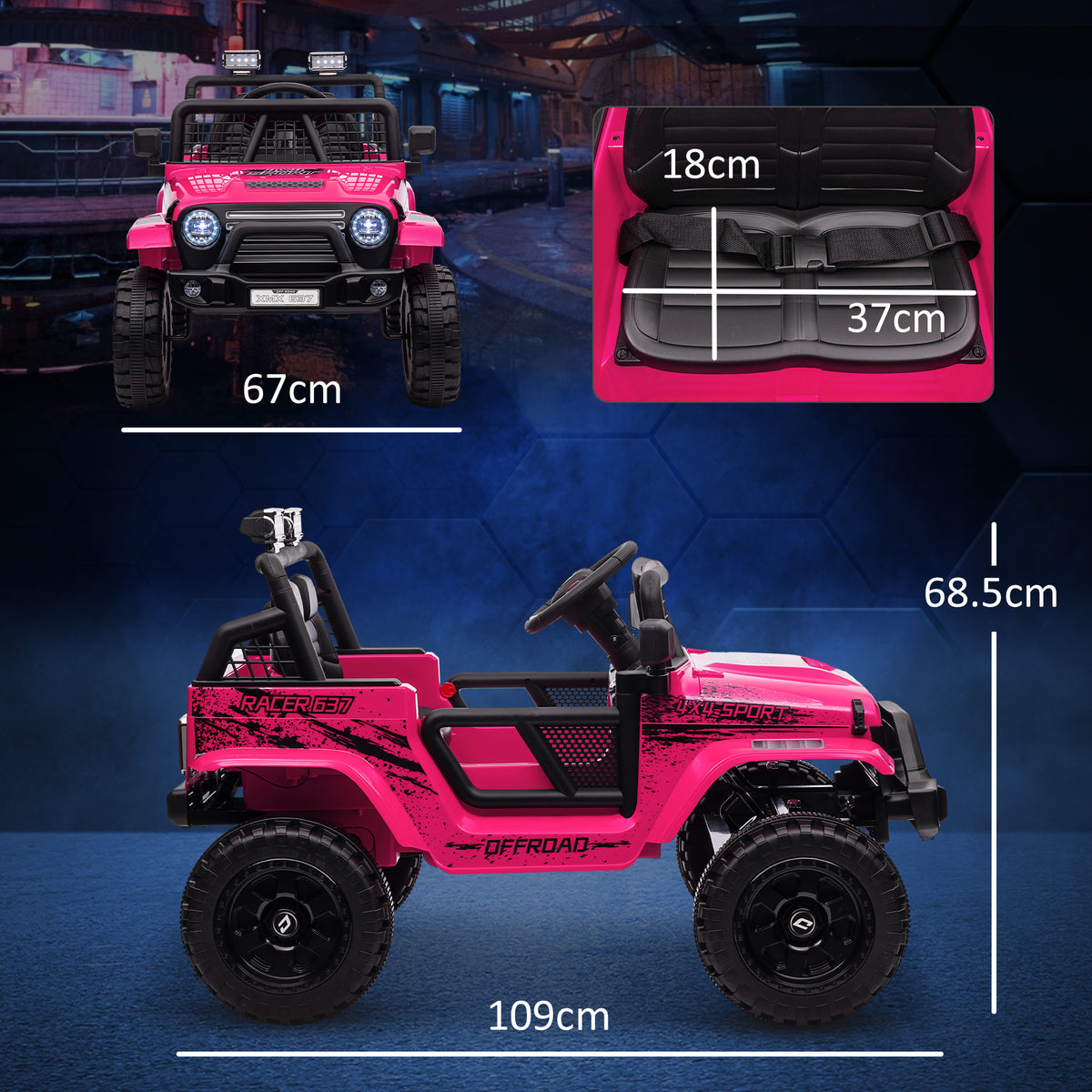 12V Kids Electric Ride-On Truck with Remote, Music, Horn & Lights - Pink