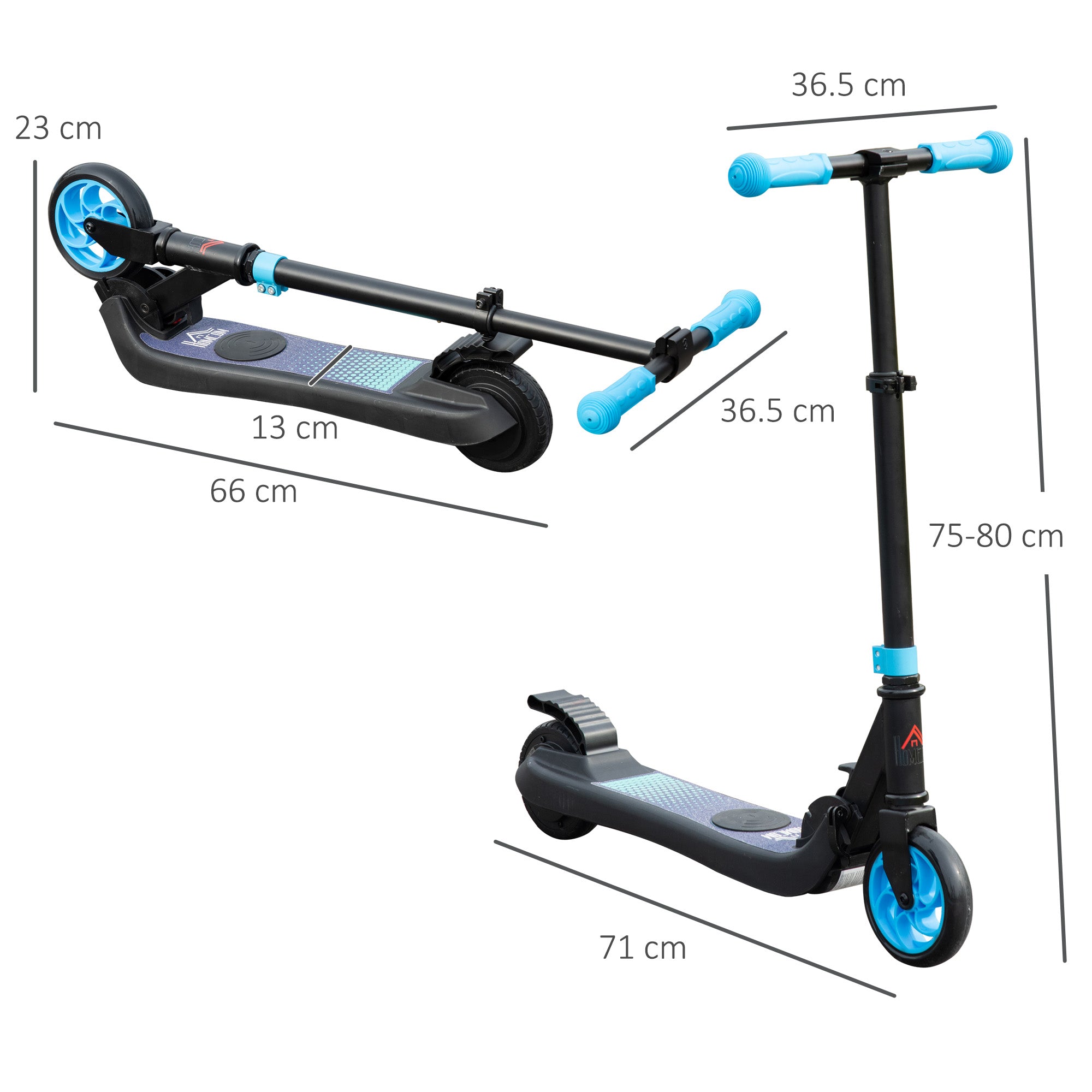 Folding Electric Scooter with Brake, for Ages 6+ Years, 8km/h Maximum Speed, Blue