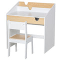 Kids 2 Piece Desk and Chair Set with Storage Drawer MDF - White