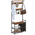 Industrial Multi-Use Hallway Tree with Bench and Storage - Brown/Black