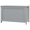 Modern Wooden Storage Chest with 2 Safety Hinges and Cut-out Handles, 76x40x48 cm - Grey