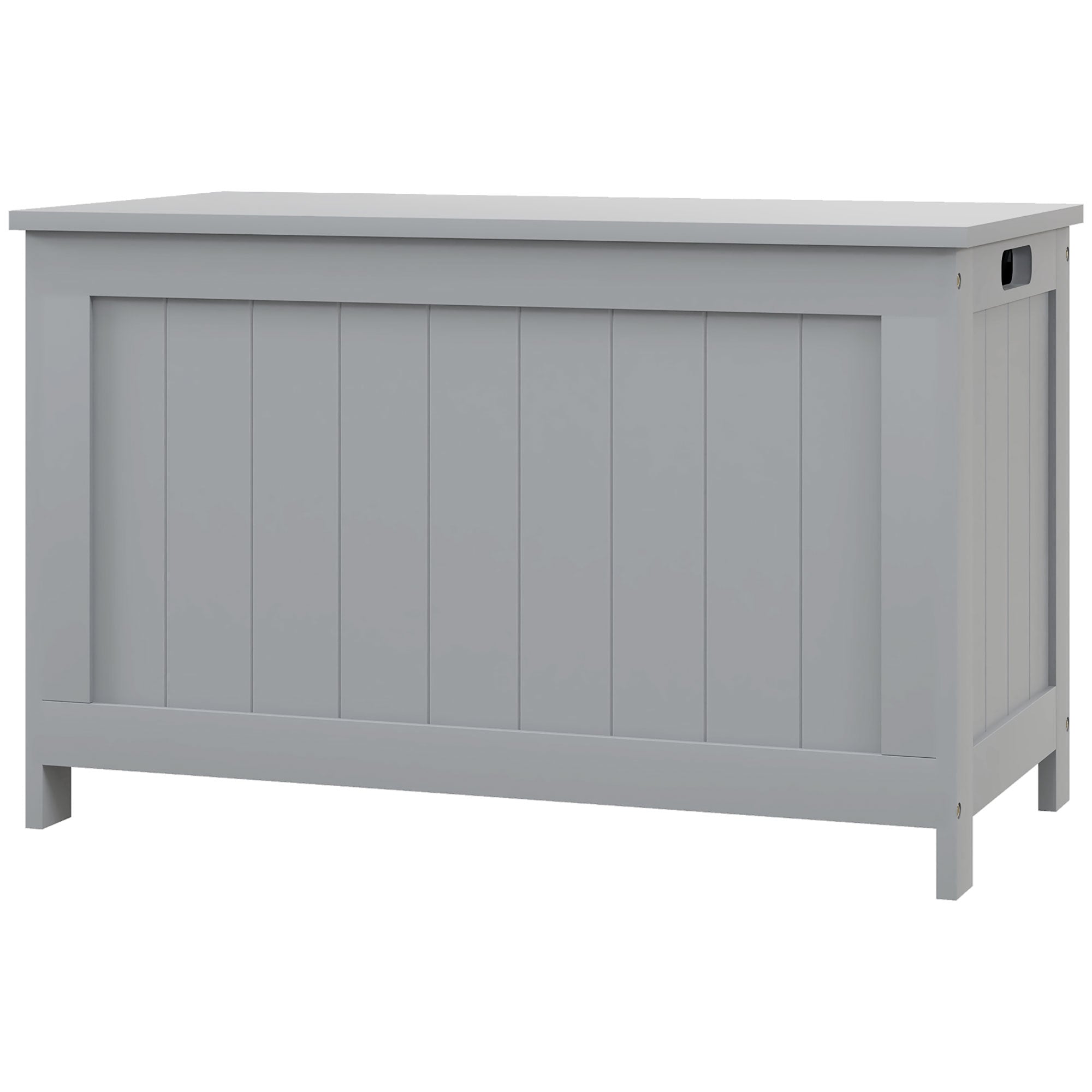 Storage Chest, Modern Storage Trunk with 2 Safety Hinges and Cut-out Handles, Wooden Toy Box for Living Room, Entryway, 76 x 40 x 48 cm, Grey