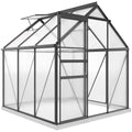190 x 190cm Walk-In Polycarbonate Greenhouse with Aluminium Frame - Grey