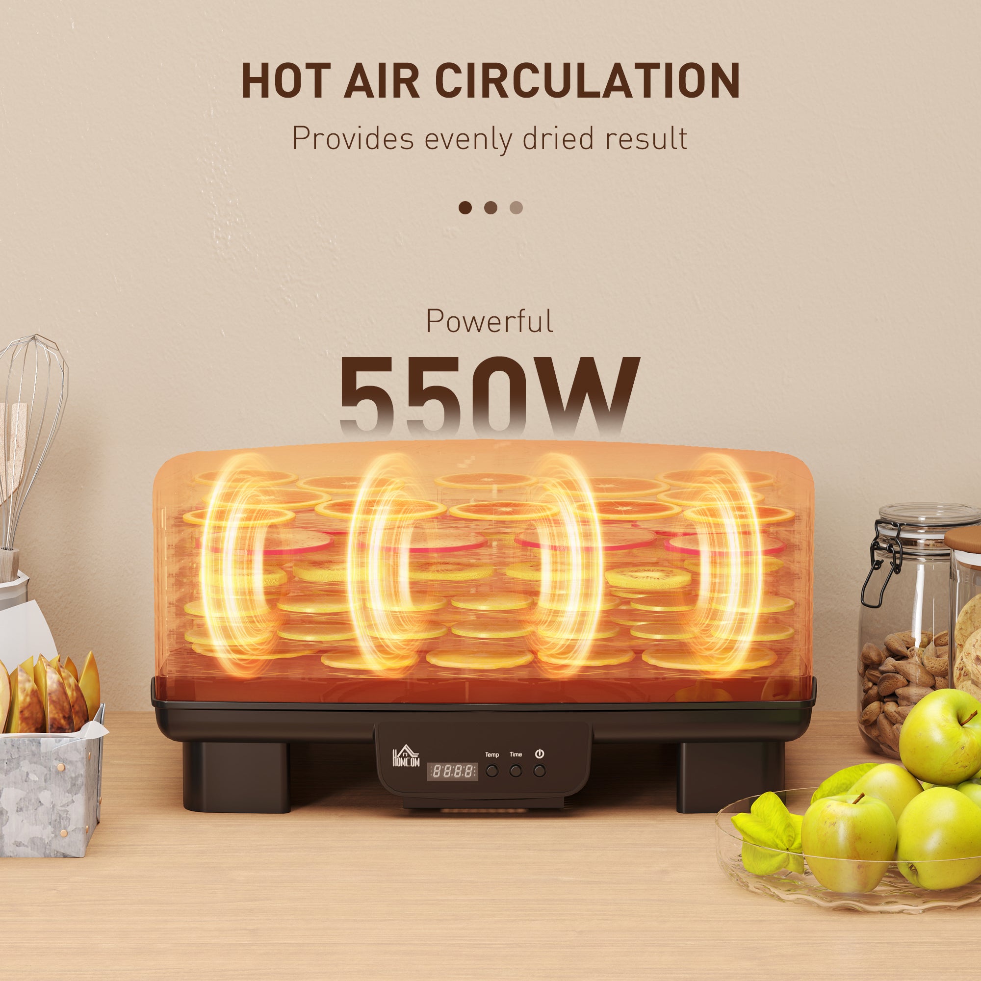 40-70℃ Six-Tray Food Dehydrator - Black