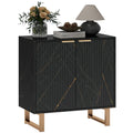 Elegant Storage Sideboard with Adjustable Shelves - Black/Gold-Tone