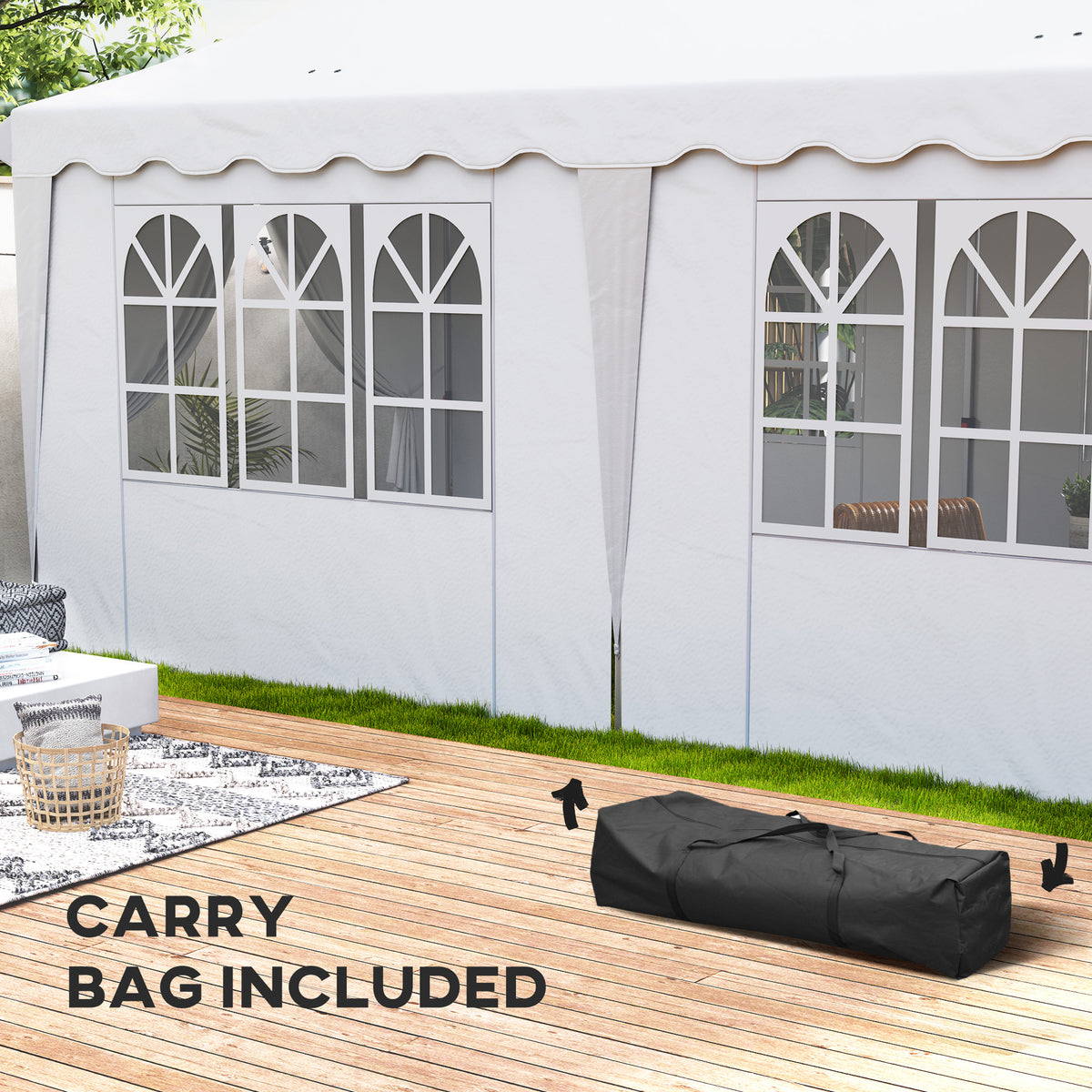 3 x 6m Pop Up Gazebo Set with UPF50+ Sides and Carry Bag - White