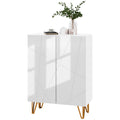Narrow Shoe Storage Cabinet with Adjustable Shelves and Soft-Close Hinges for 15-20 Pairs - White