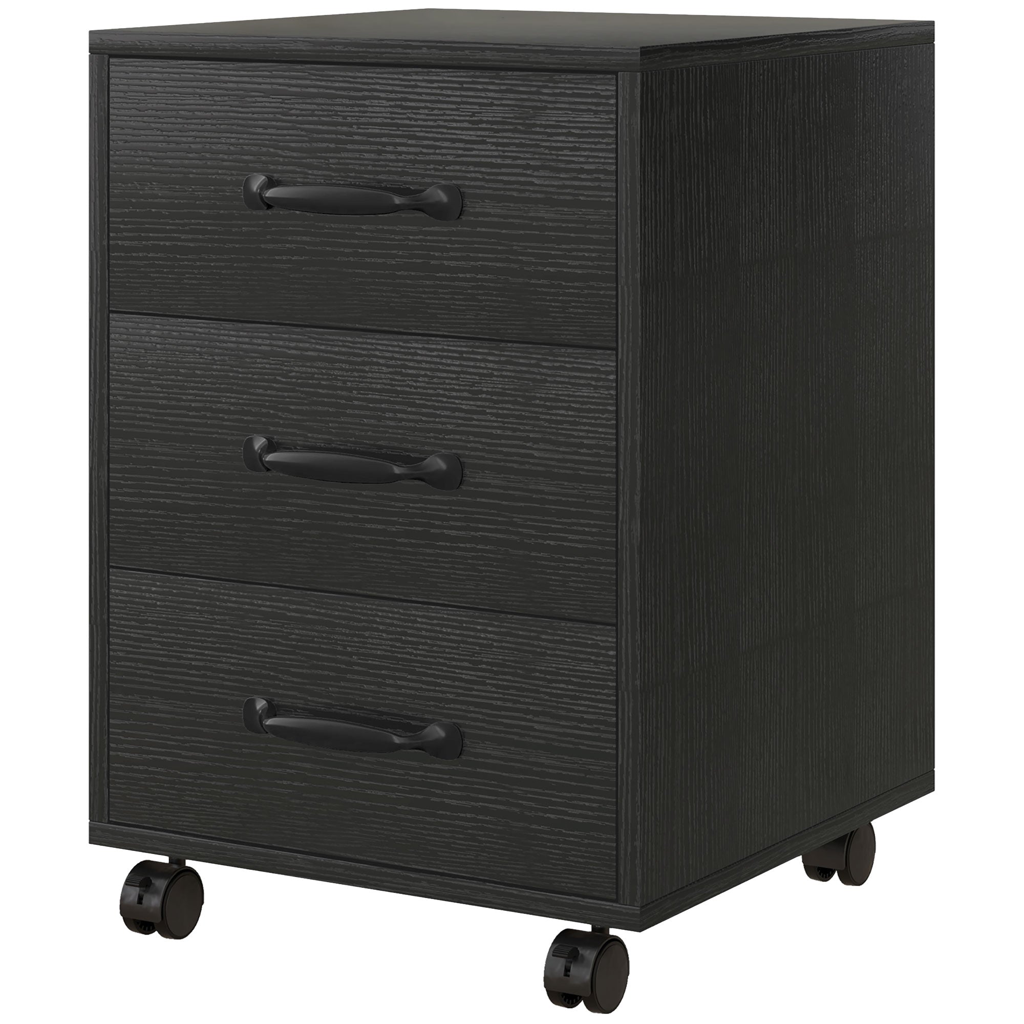 3 Drawer File Cabinet, Mobile Filing Cabinet on Wheels for Home Office, Study, Black