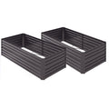 Set of 2 Galvanised Steel Raised Garden Beds 180x90x59 cm for Vegetables, Plants & Herbs - Dark Grey