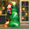 6ft Inflatable LED Christmas Tree with Santa Claus and Dog for Indoor Outdoor Decoration - Green