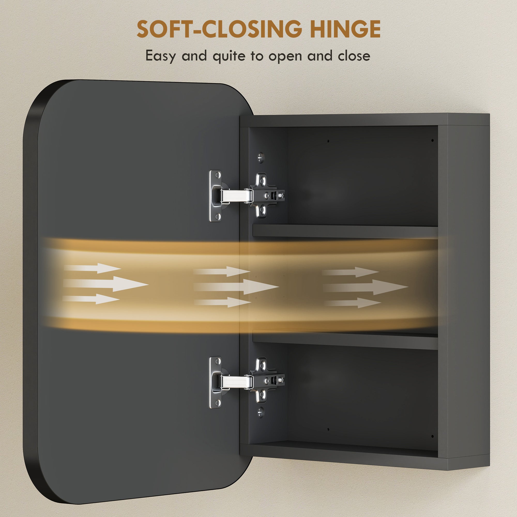 Bathroom Medicine Cabinet with Mirror, Bathroom Wall Cabinet with Adjustable Shelves, Soft Close Hinges, Black