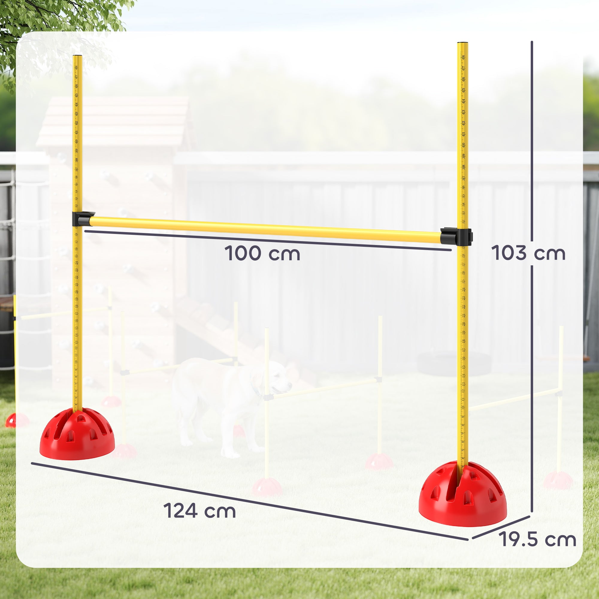 4 Piece Adjustable Dog Agility Hurdle Set with Carry Bag - Yellow