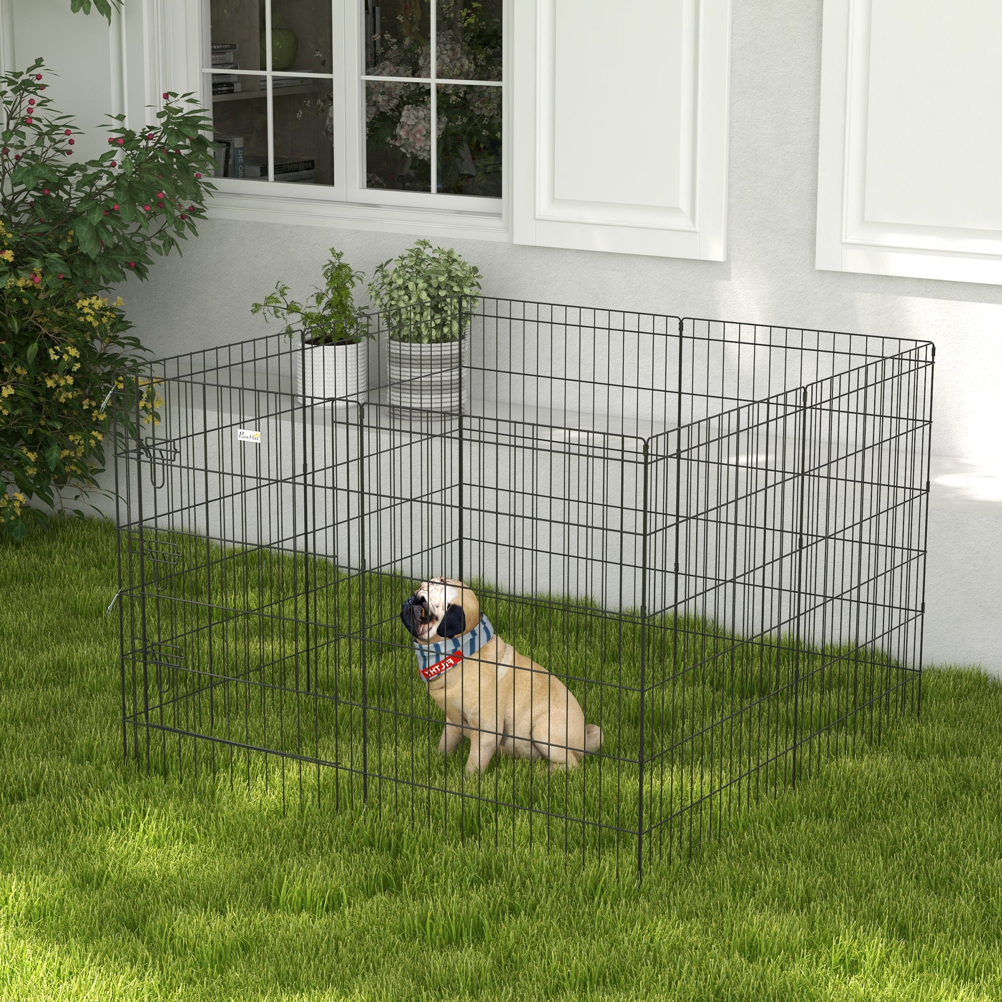 8 Panel DIY Dog Pen with Door, for Dogs, Small Animals, Indoor/Outdoor Use, 91cm High