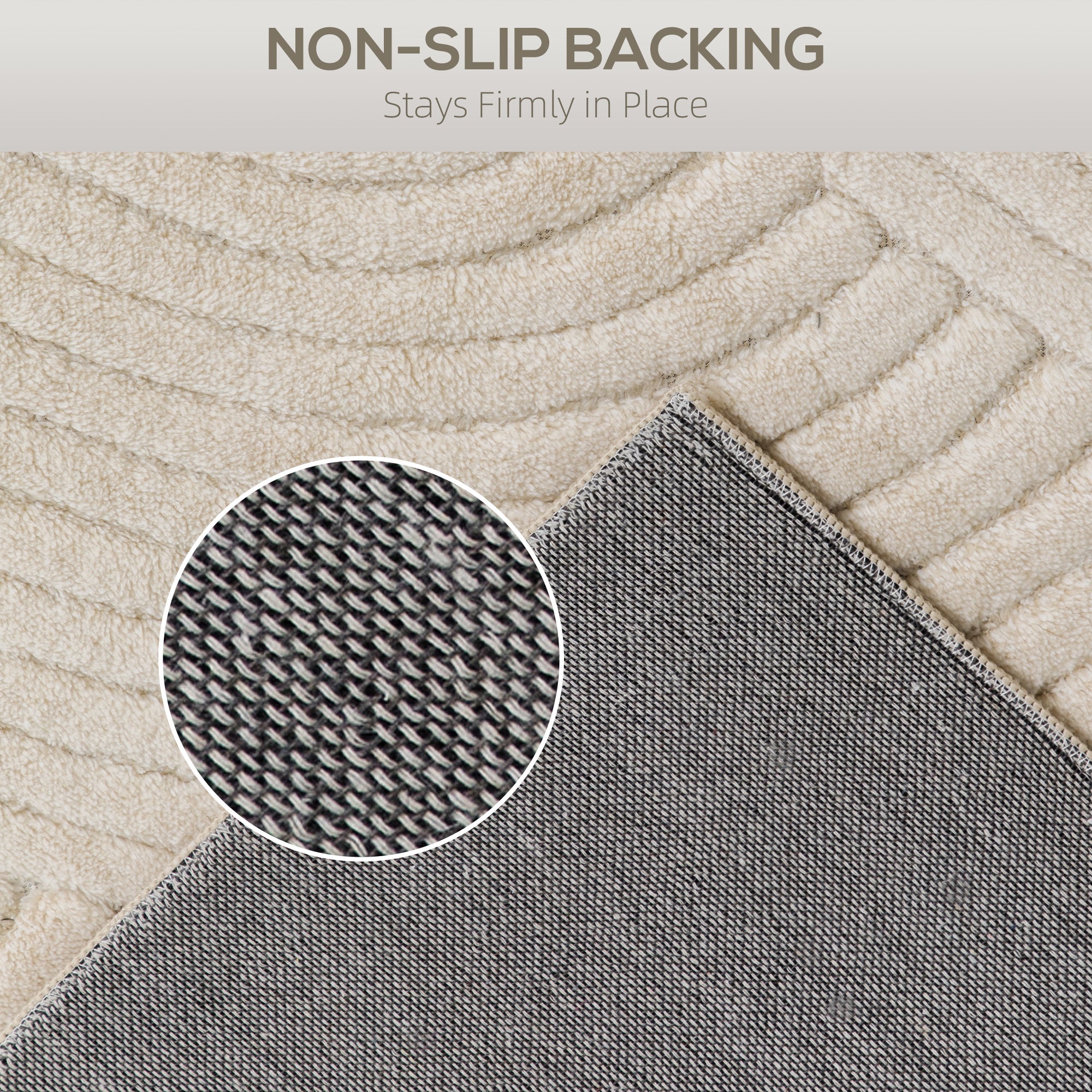 Modern Geometric Rug, Thick Plush, Non-Slip, 160 x 120 cm – Cream, Living Room/Bedroom/Office
