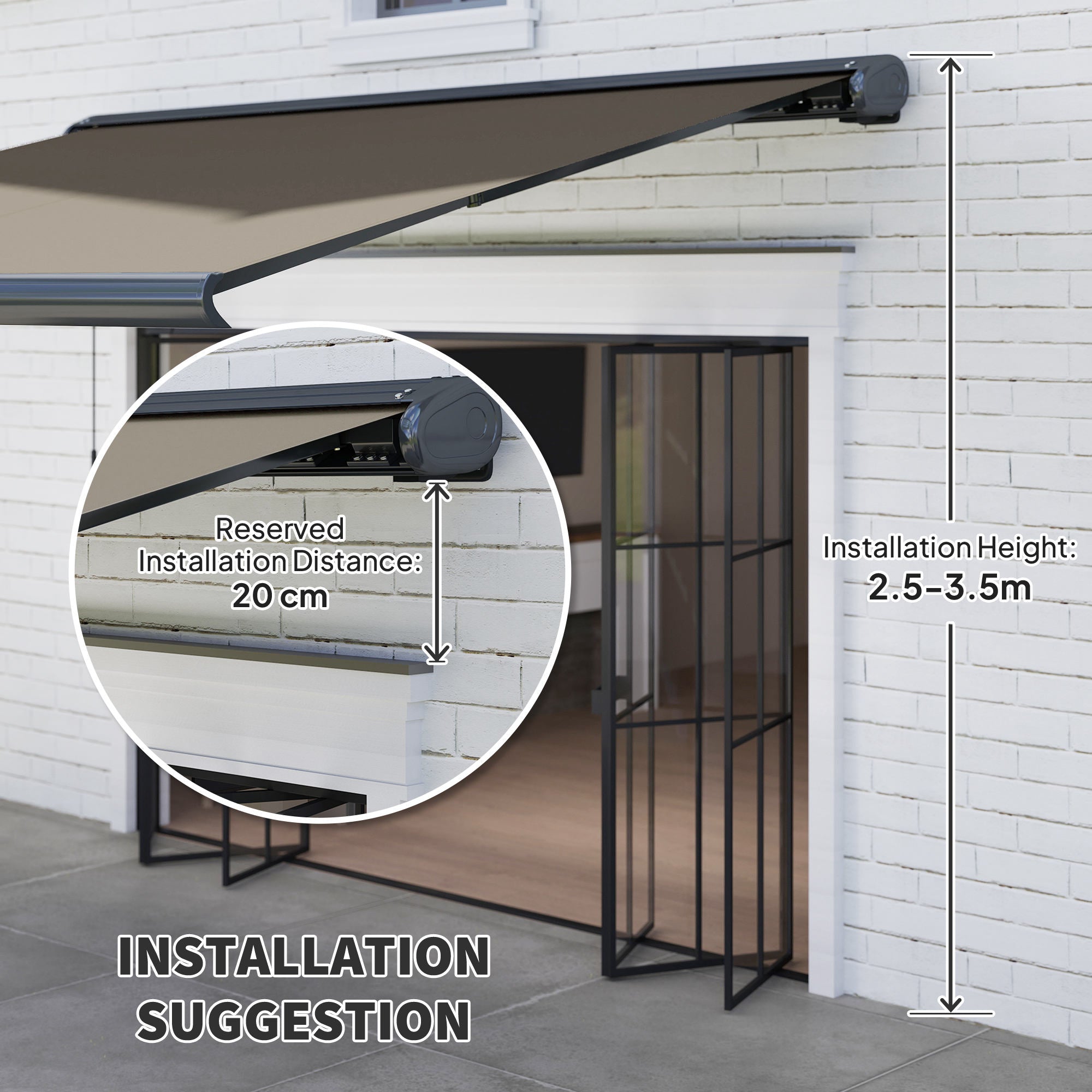 4 Metre Full Cassette Electric Retractable Awning with Remote Control - Light Grey