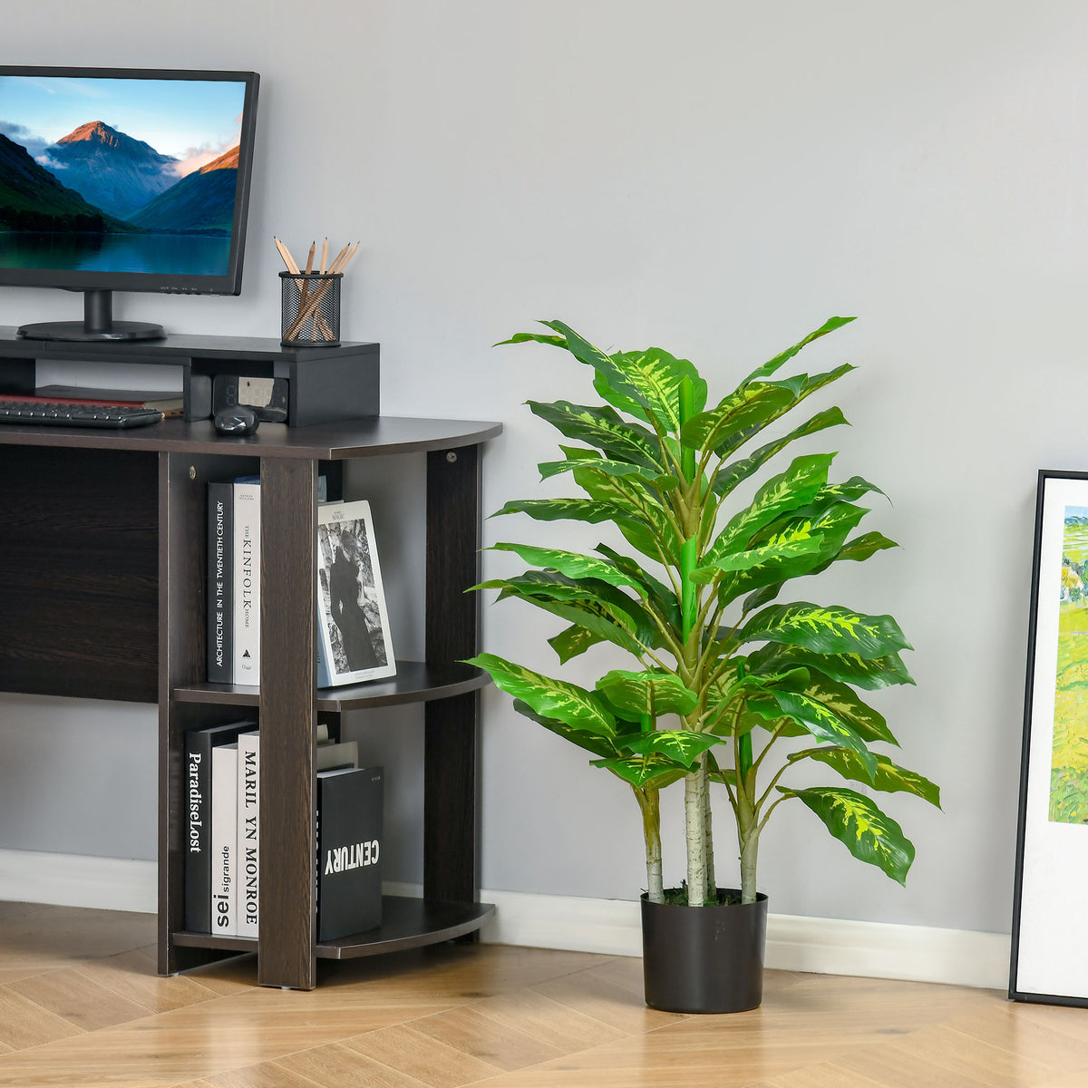 Set of 2 Artificial Evergreen Trees in Nursery Pots for Indoor Outdoor Décor - Green