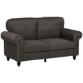 Two-Seater Mid-Century Sofa with Pocket Springs - Dark Brown