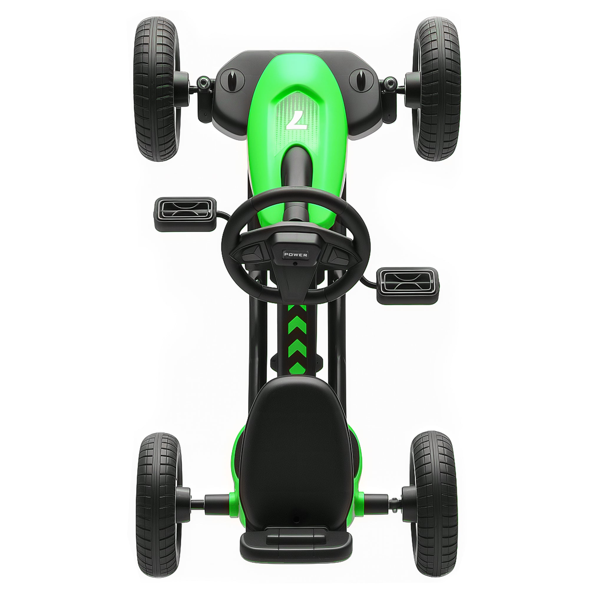 Pedal Go Kart for Kids 2-5 Years, with Silent EVA Wheels, Metal Frame, Green