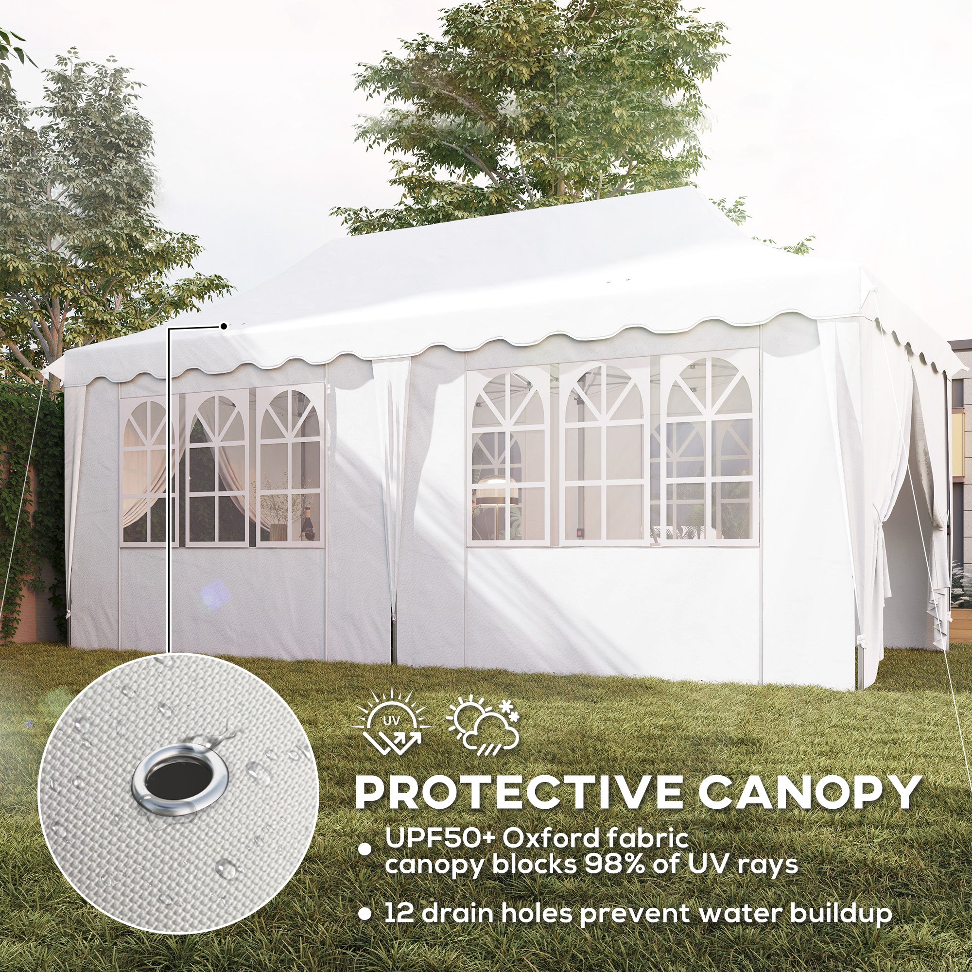 3 x 6m Pop Up Gazebo Set with UPF50+ Sides and Carry Bag - White
