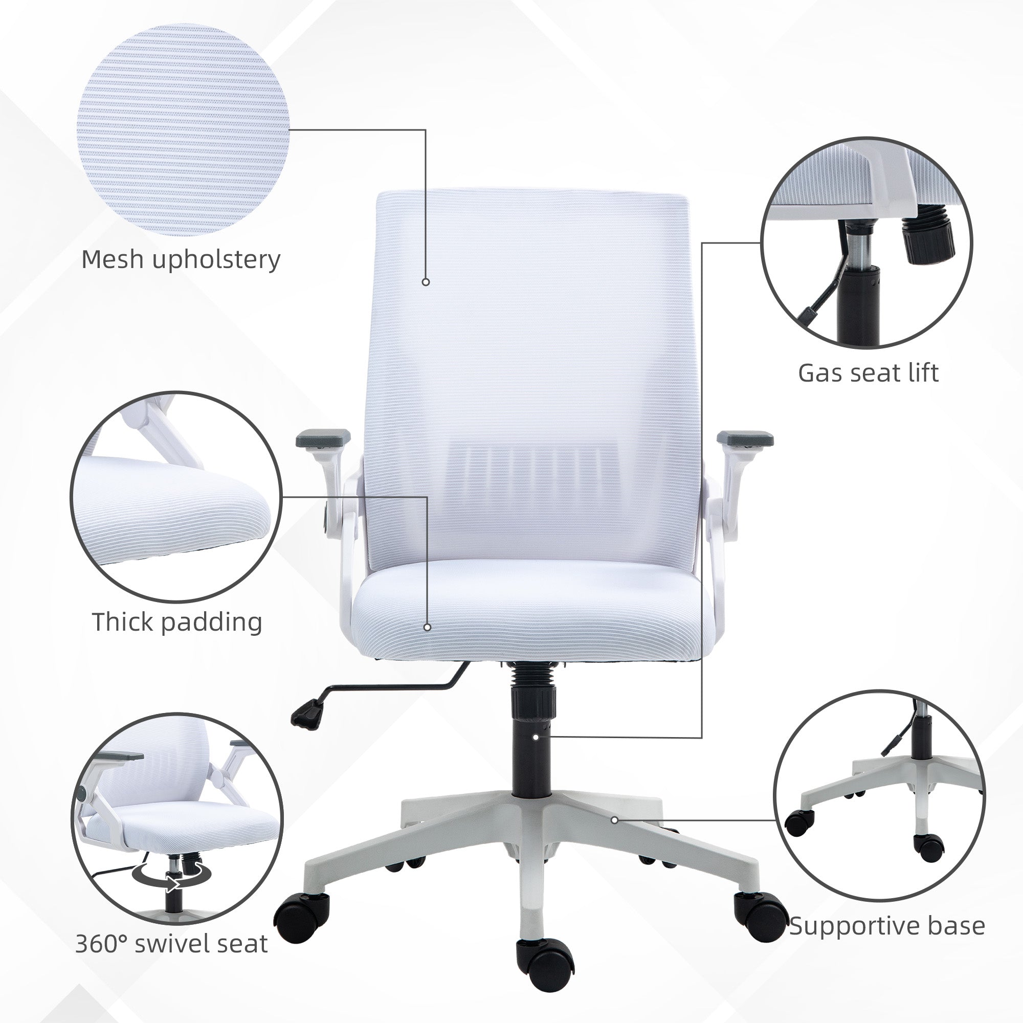 Office Chair, with Lumbar Support - White