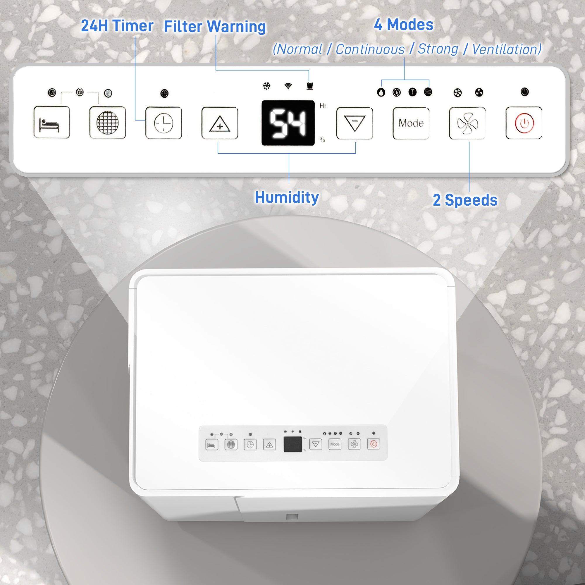 30L Dehumidifier for Clothes Drying with Timer and Filter - White