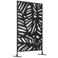 6.5FT Freestanding Metal Garden Privacy Screen with Stand - Black