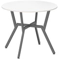 Dining Table, Round Kitchen Table with Black Legs for Living Room, Dining Room 90 x 76 cm, High Gloss White