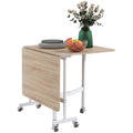 4-6 Person Drop Leaf Dining Table with Wheels - Wood-Effect