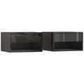 Floating Bedside Tables Set of 2, Wall Mounted Nightstand, High Gloss Black