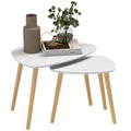 Nesting Coffee Table Set of 2 with Solid Wood Legs - Light Grey