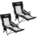 Camping Chair Reclining Portable Camp Chair with Detachable Footrest Cup Holder Black
