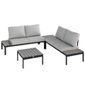 Four-Piece Garden Corner Sofa Set with 2 Loveseats & 2 Coffee Tables - Grey