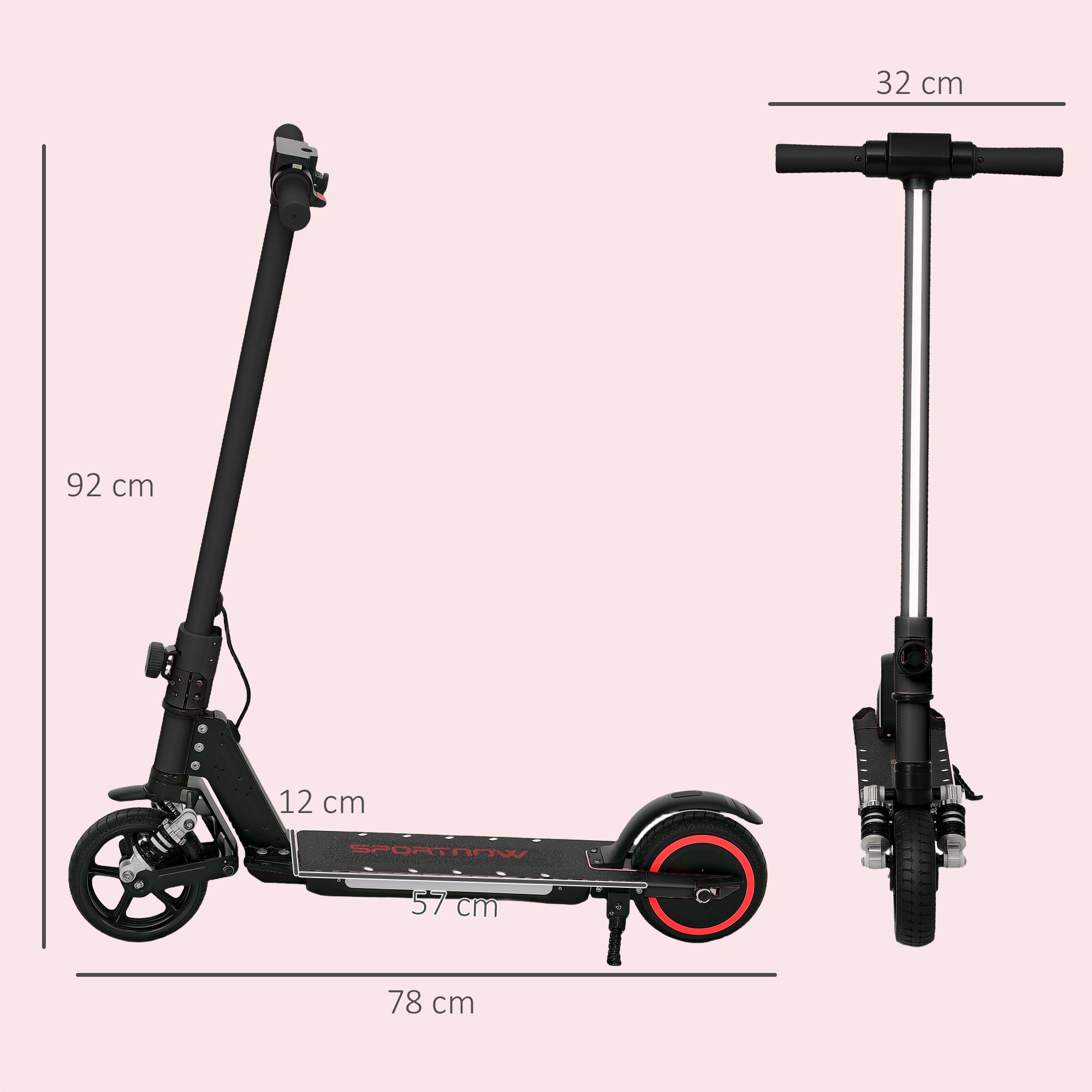 Folding Electric Scooter for Kids 6-14 with Dual Brakes, Front Suspension, LED Lights & Display, 6.8kg Aluminium, 14km/h - Black