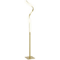 Modern LED Floor Lamp with 3 Brightness Levels and Foot Switch - Gold Tone
