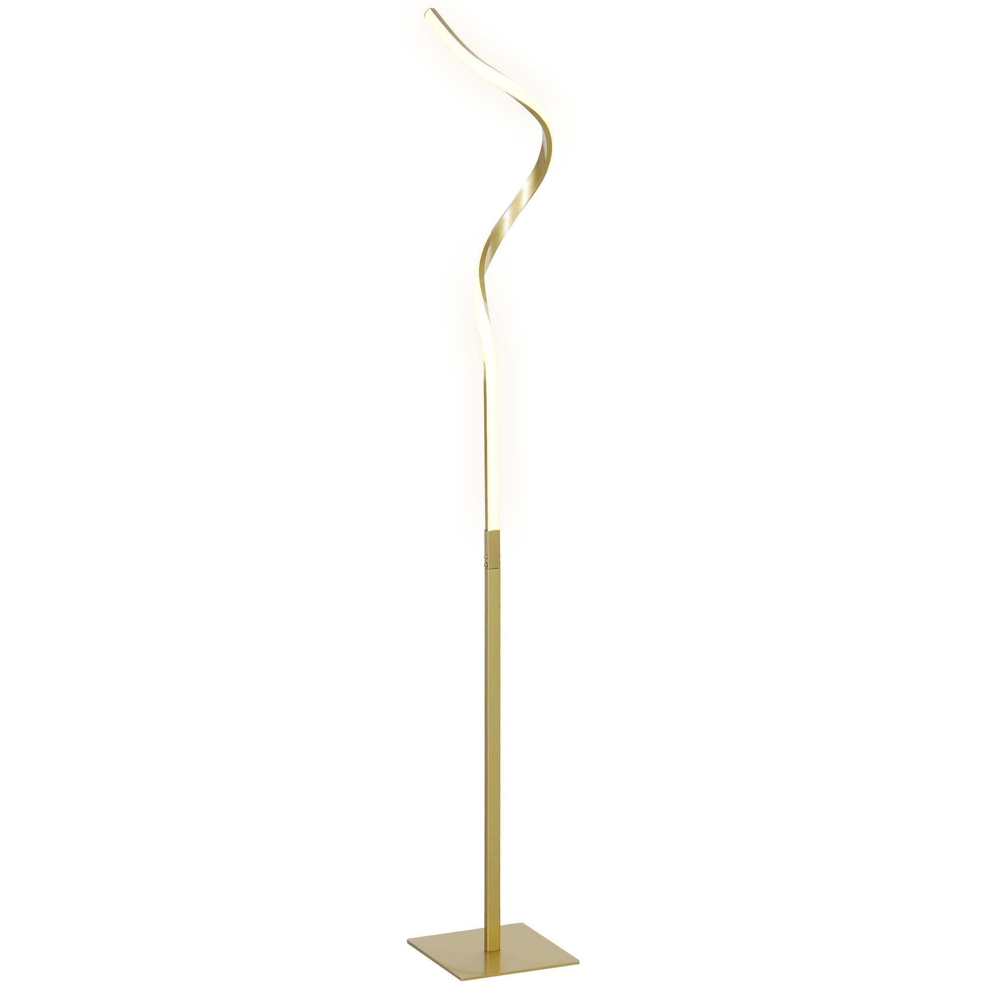 Modern LED Floor Lamp with 3 Brightness Levels and Foot Switch - Gold Tone