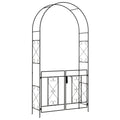 Decorative Garden Arch with Gate Set Powder Coated Steel - Black