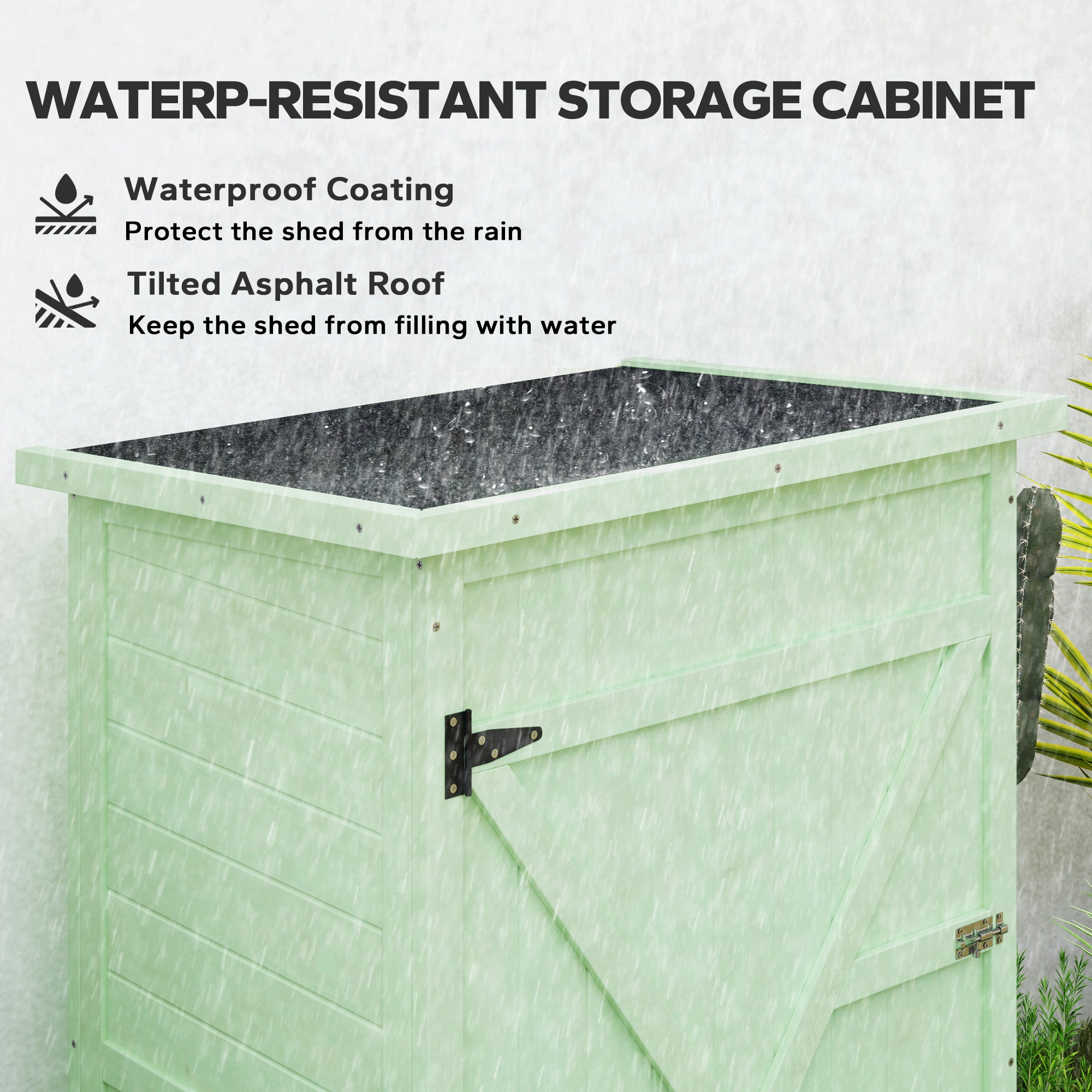 Wooden Small Garden Storage Shed with Shelves and Bolt Latch - Green