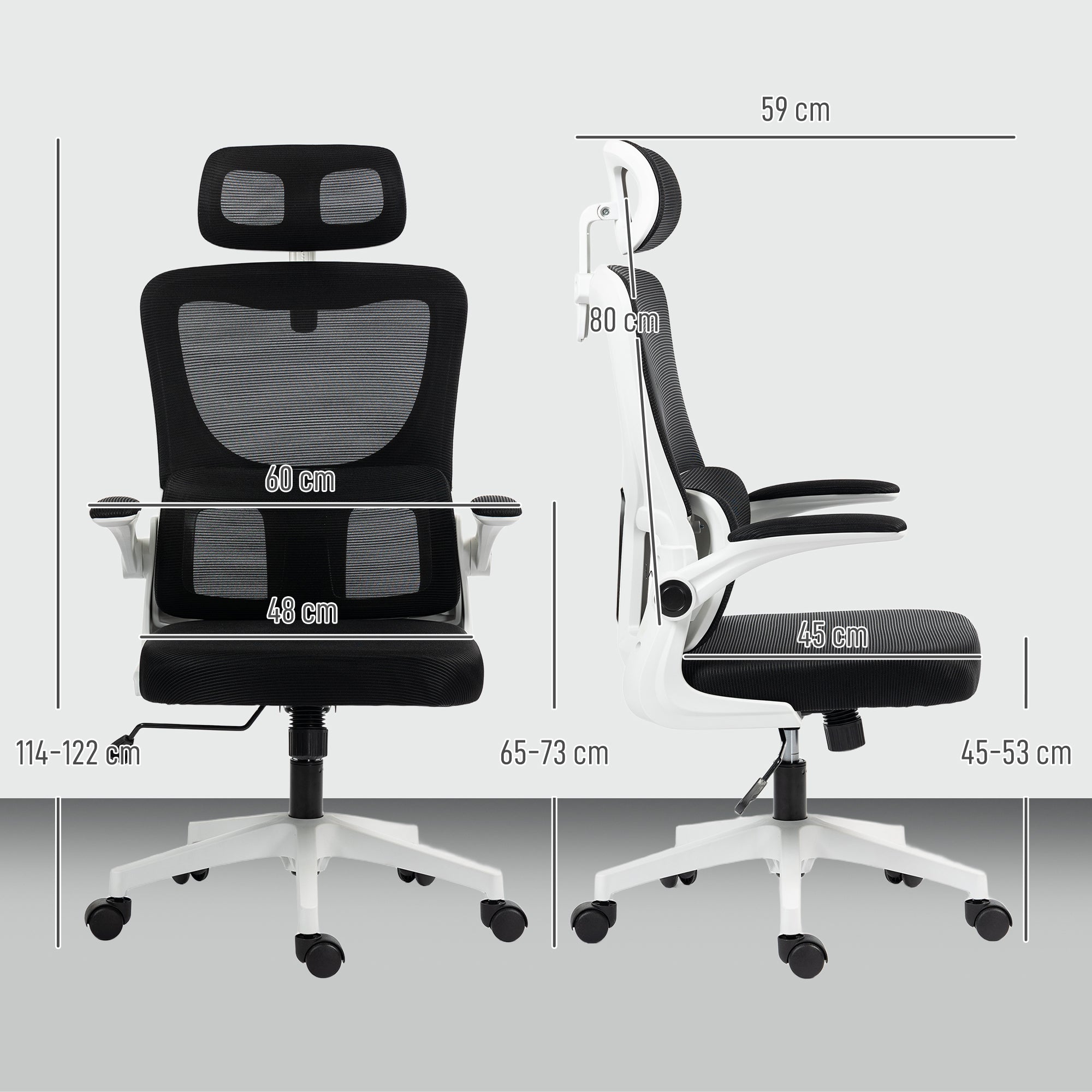 Ergonomic Office Chair, High Back Mesh Computer Desk Chair with Adjustable Headrest and Lumbar Support, Rotatable Armrests, Tilt Function for Home Office, Black
