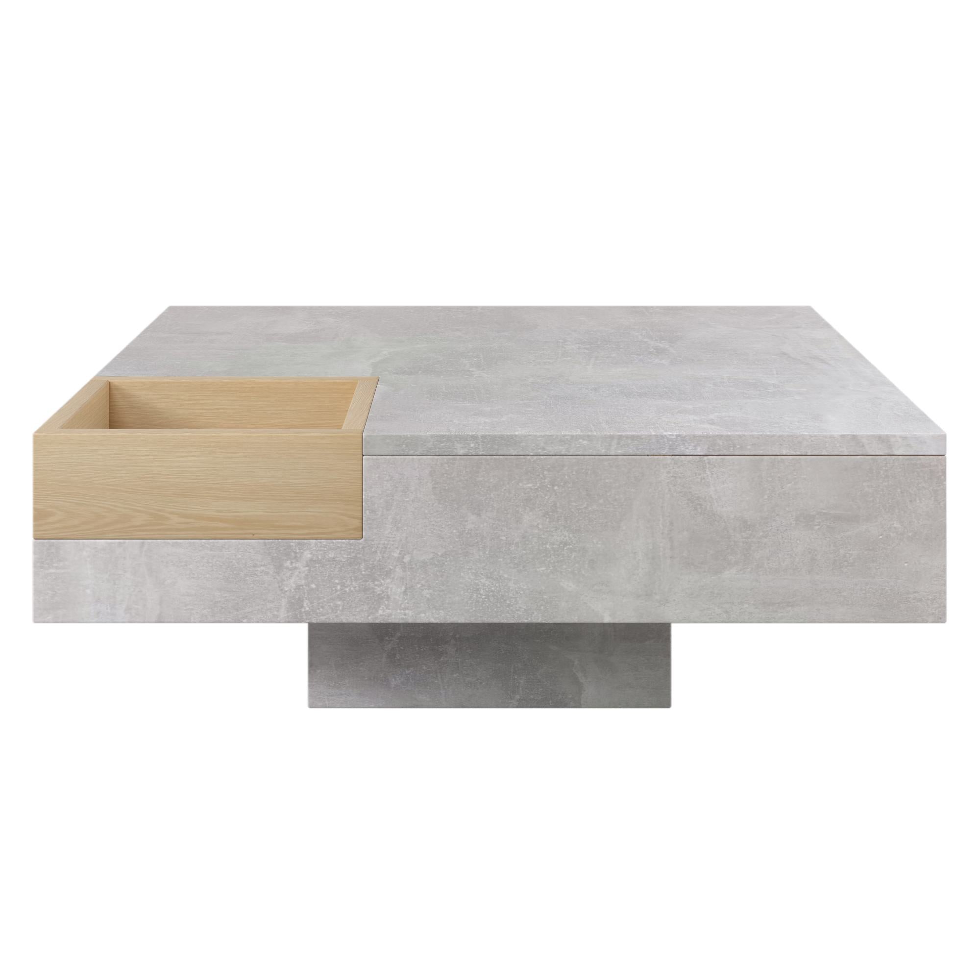 Coffee Table with Removable Storage Box, Modern Design, Sturdy Structure, 72L x 72W x 30H cm, Grey
