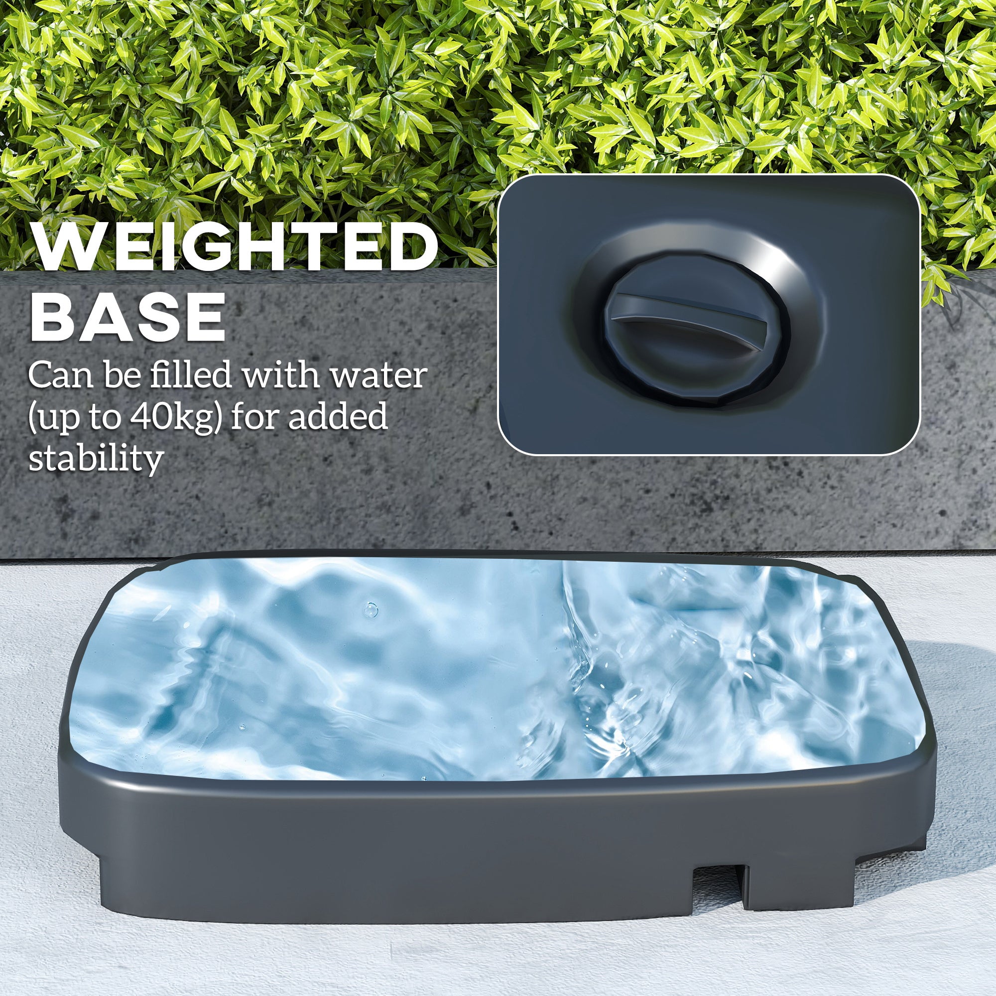 Cantilever Parasol with Weighted Base Double Top Garden Parasol Square Hanging Patio Umbrella with Crank Tilt Dark Grey