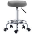 Height Adjustable PU Leather Rolling Stool with Wheels for Salon Massage Spa - Grey