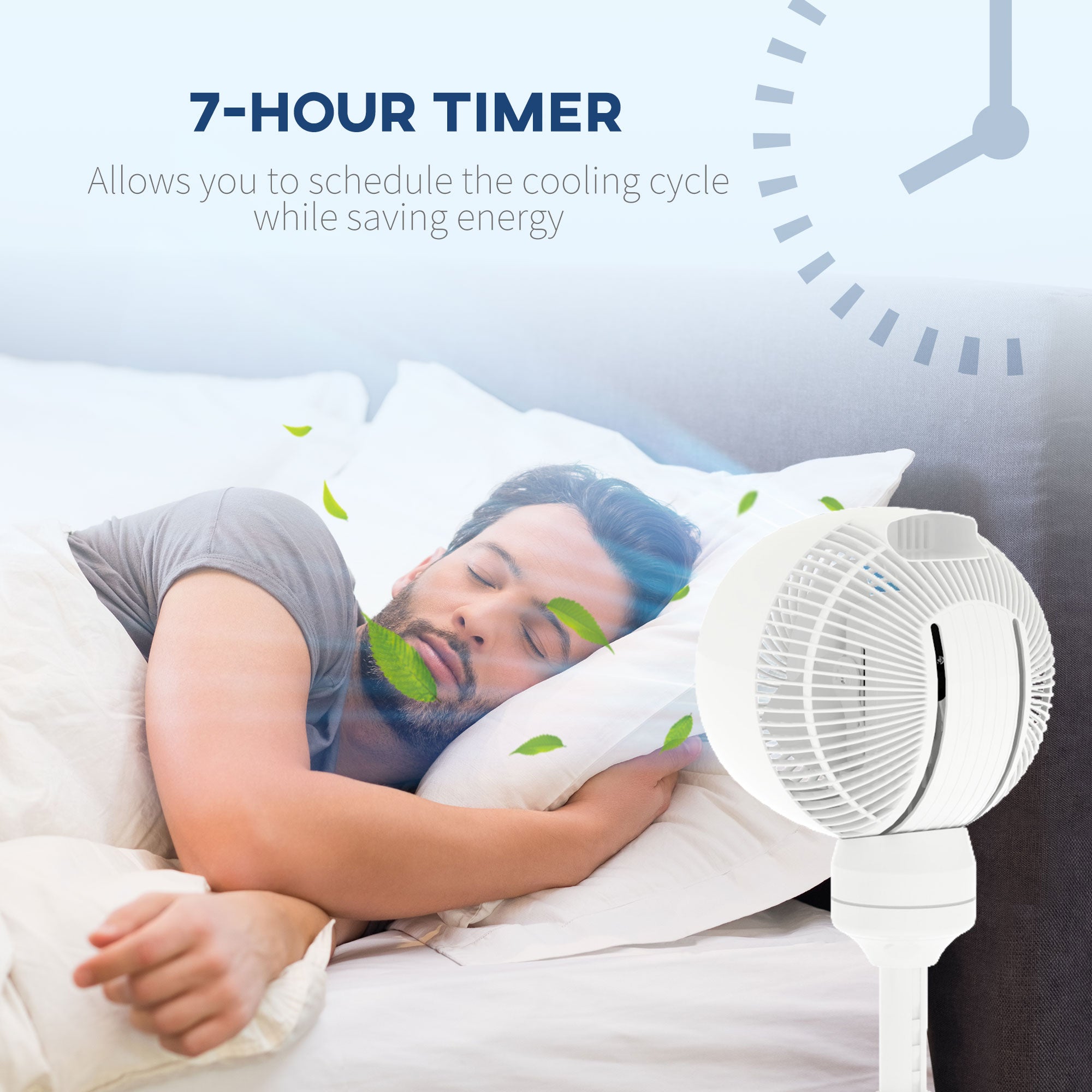 9'' Air Circulator Fan with 3 Speeds, 3 Modes, 70° Oscillation & Remote Control - White