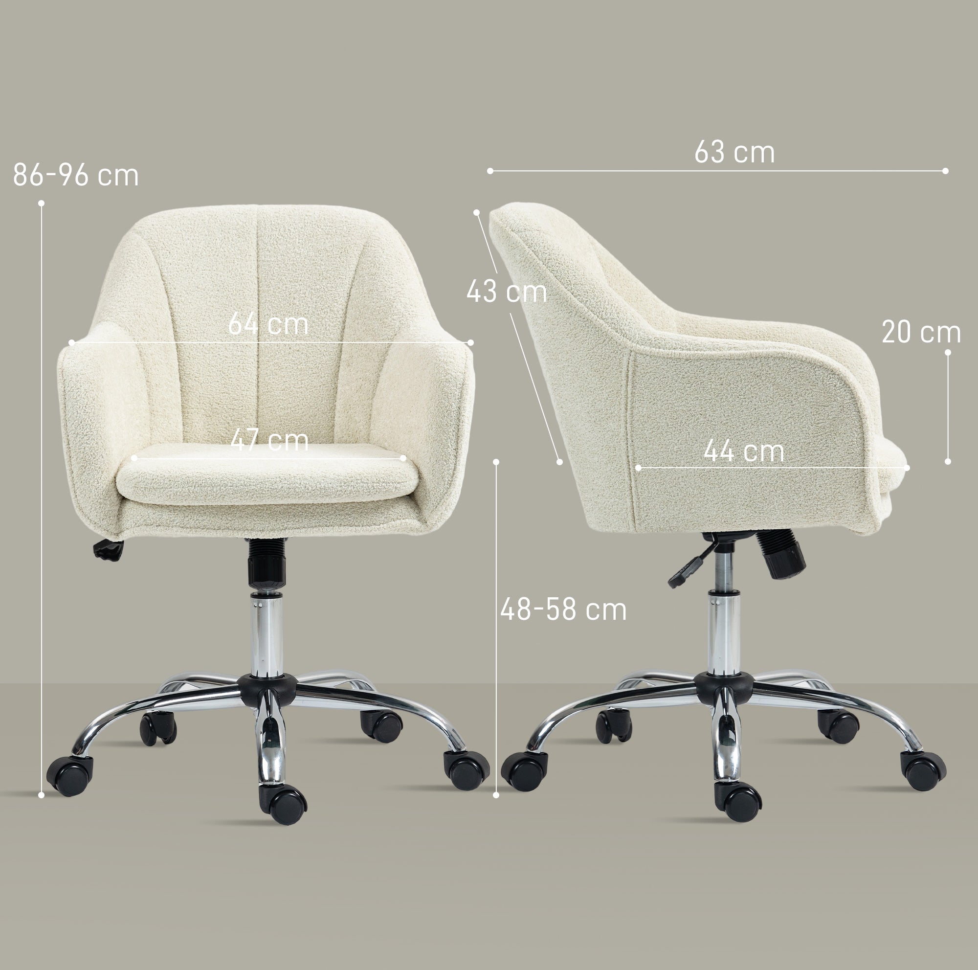 Snow Flannel Office Chair - Beige
