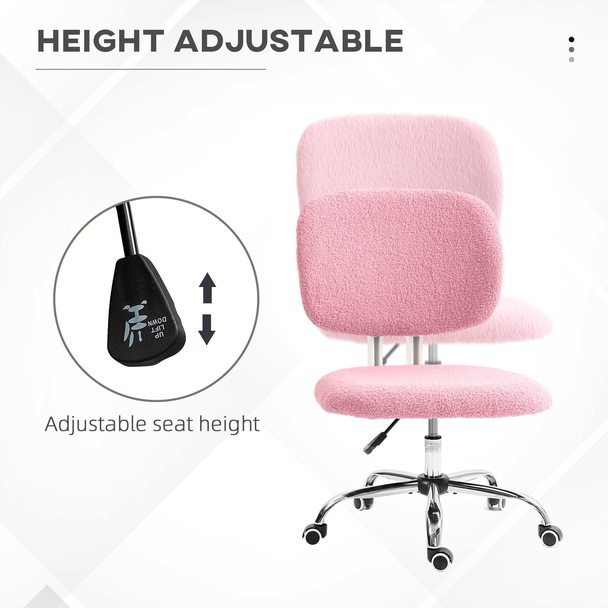 Teddy Fleece Armless Office Chair - Pink