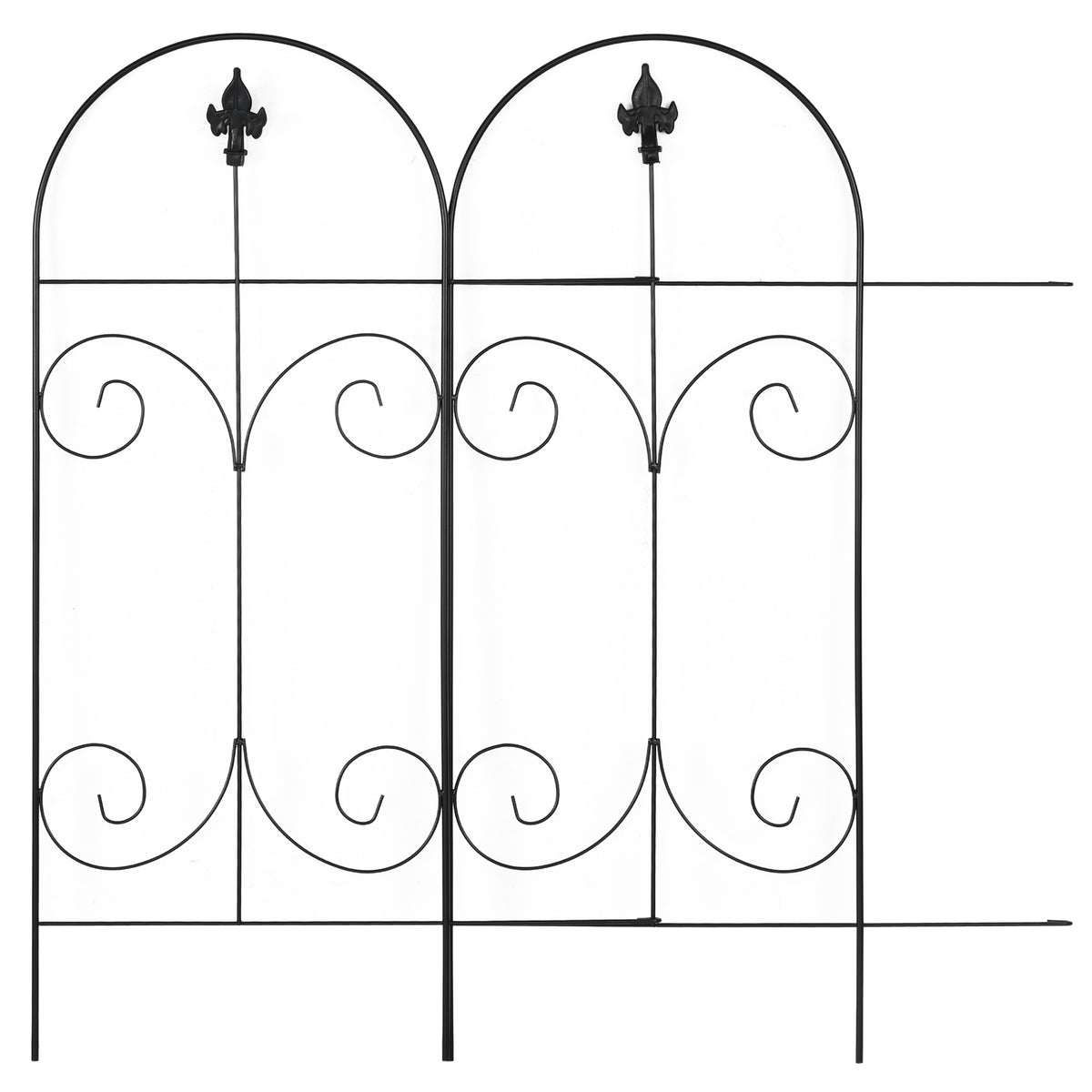 Decorative Garden Fencing, 16PCs 44in x 25ft Outdoor Picket Fence Panels, Rustproof Metal Wire Landscape Flower Bed Border Edging, Black