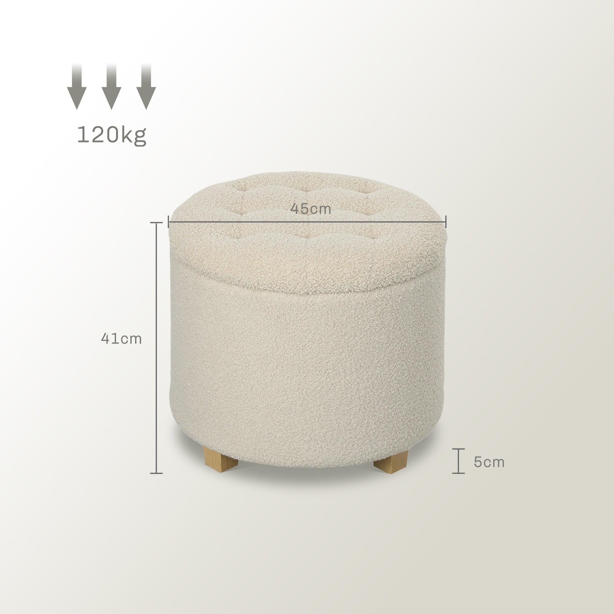31.8L Teddy Fleece Storage Ottoman - Cream White