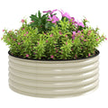 Galvanised Raised Garden Bed with Safety Edging and Gloves 43cm Deep - Cream White