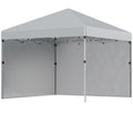 3 x 3 m Pop Up Gazebo, UPF 30+ Party Tent with 2 Sidewalls, Weight Bags and Wheeled Bag, Light Grey