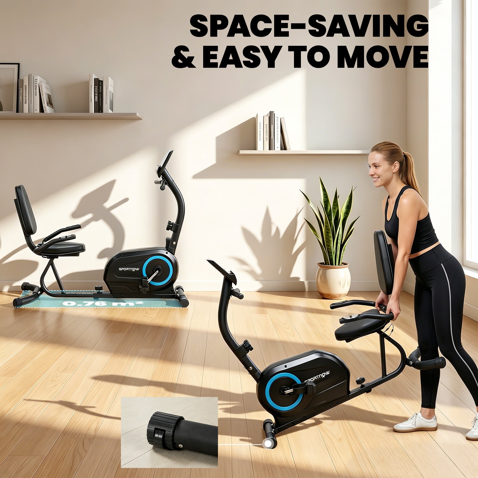 Recumbent Exercise Bike for Home, Stationary Bike with Bluetooth, App Connectivity, Quiet 8-Level Magnetic Resistance